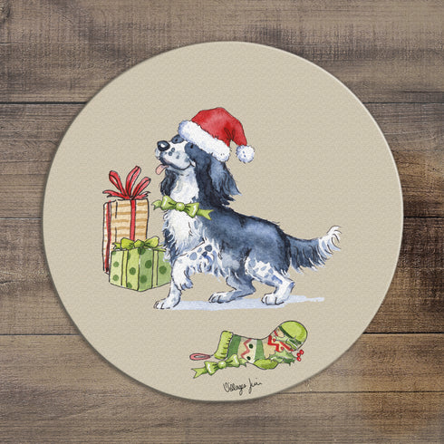 Sprocker Black & White Christmas Circular Glass Worktop Saver